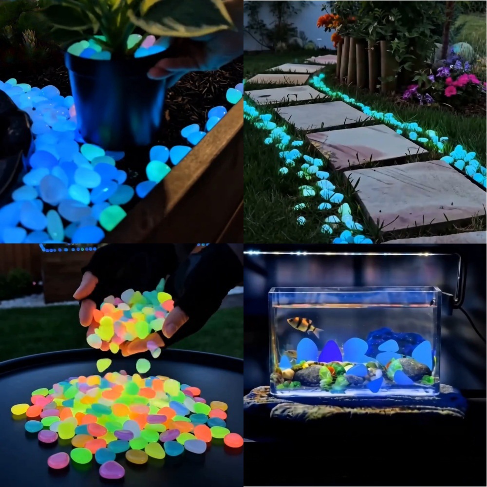 Aquarium Planted Plants - Galets lumineux colorés qui brillent dans
