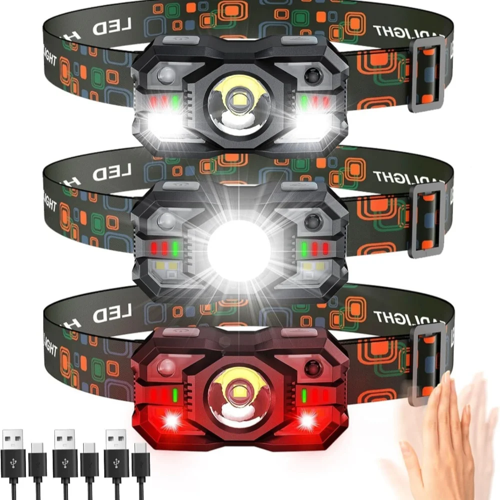 Ludwigia Super Red - Lampe frontale Rechargeable capteur de mouvement