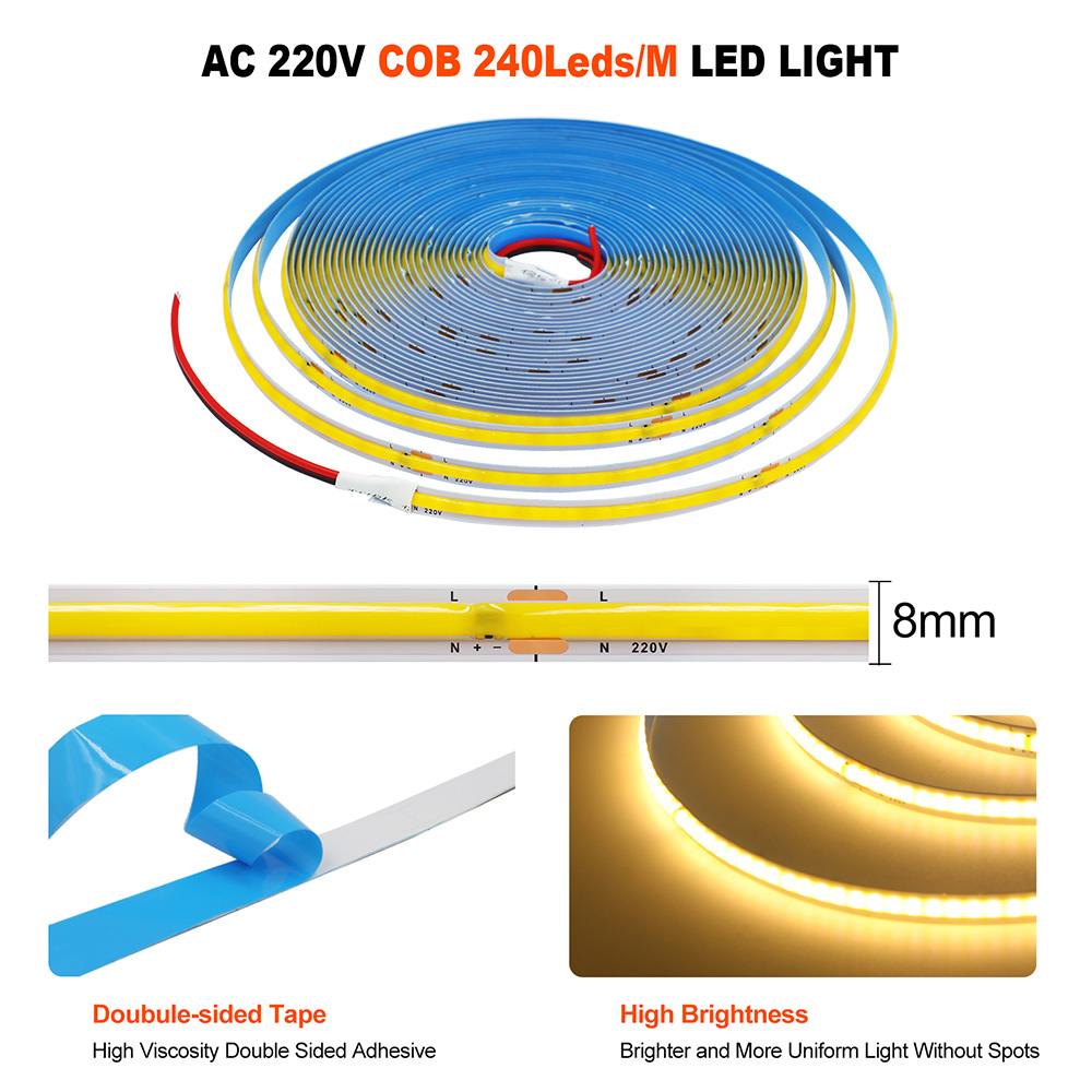Bande lumineuse LED COB, 220V, - Ludwigia Super Red avis et prix